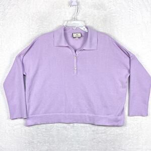 Tuckernuck Clayton Sweater Polo Womens XL/XXL Purple Boxy Knit Preppy Soft Girl